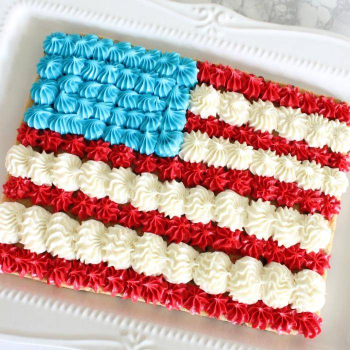 American Flag Cookie Cake Square