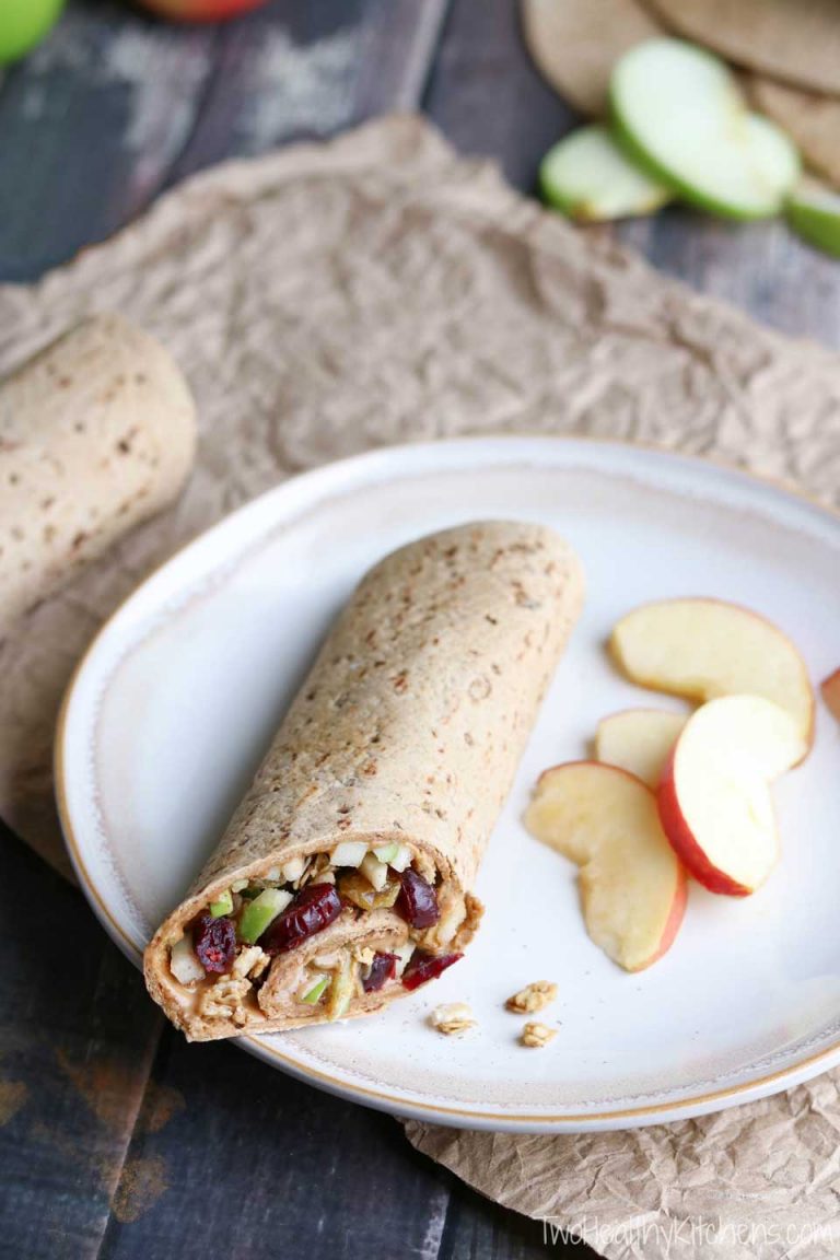 Apple Peanut Butter Sandwich Wraps Plated wr