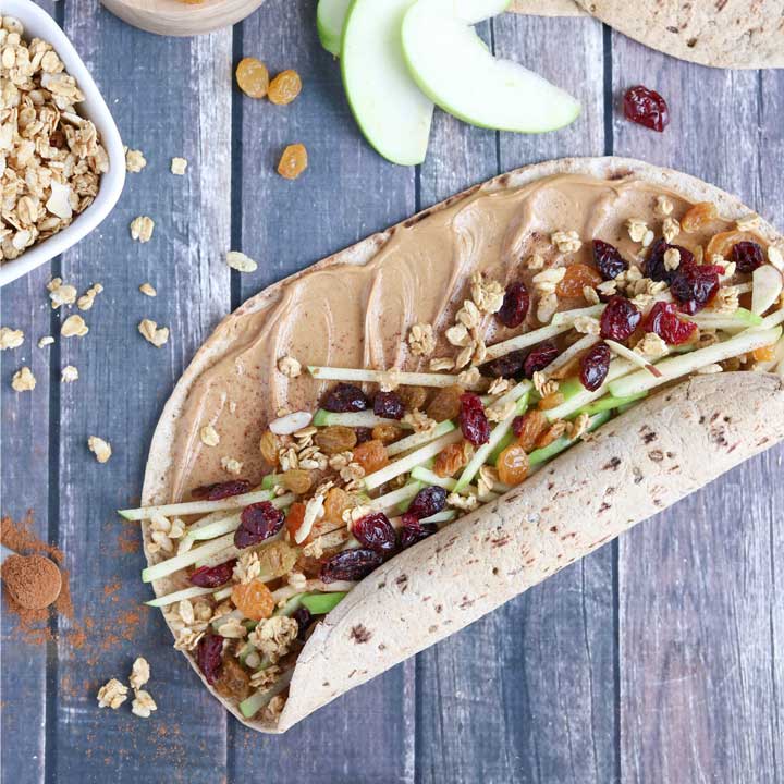 Apple Peanut Butter Sandwich Wraps square wr