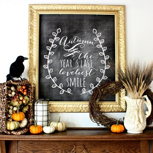 Fall Harvest Chalkboard Mantel1