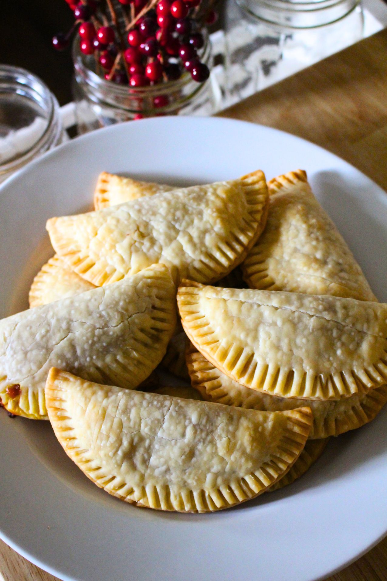 Finished plate of pumpkin pasties, pumpkin hand pies