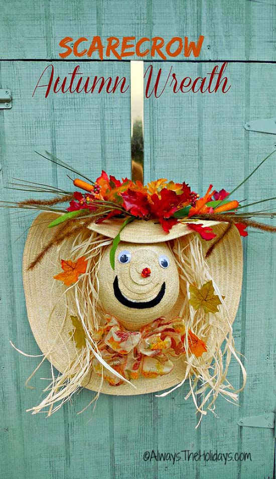 Flowers Hat Fall Front Door Decorations #falldecor #fallfrontdoor #frontdoor #decorhomeideas