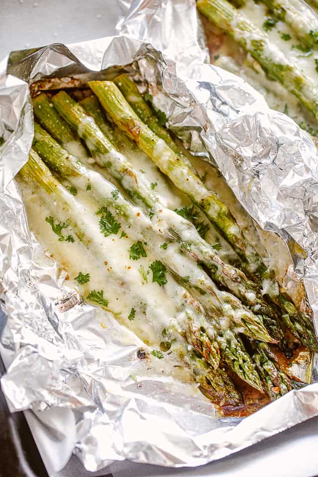 Grilled Cheesy Asparagus in Foil Packs 1