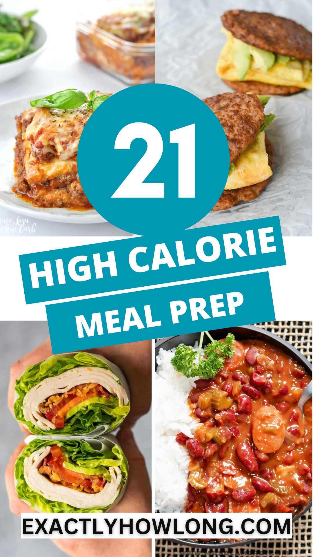 Simple meal prep recipes for breakfast, lunch, and dinner, designed to be high in calories, with a focus on both protein and calories, ideal for those aiming to gain weight and bulk up.