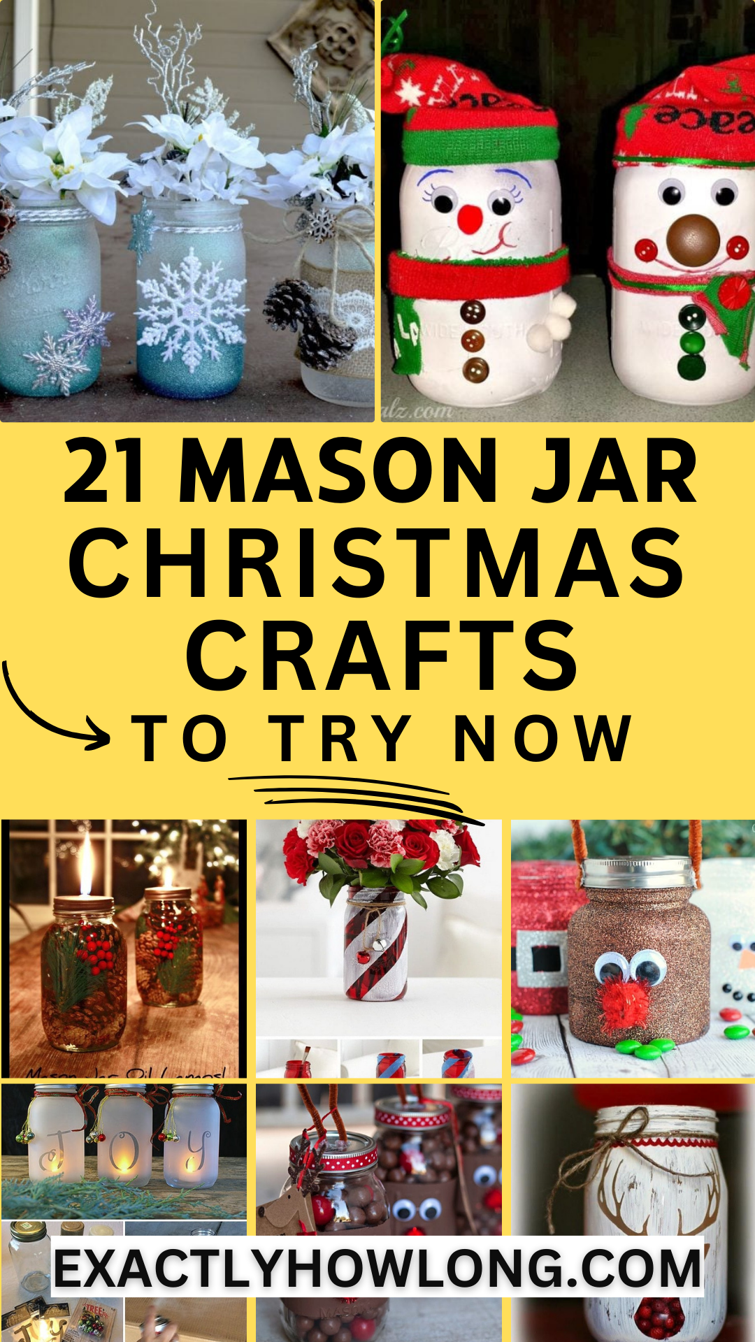 Simple DIY Christmas crafts using mason jars for festive holiday decor