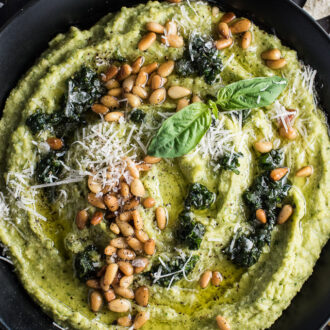 Pesto Hummus with Homemade Pita Chips 680 3 330x330 1