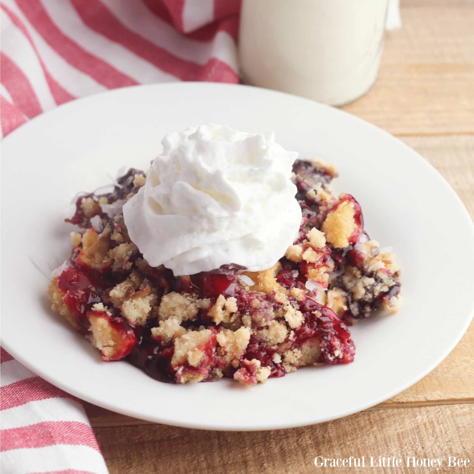 Red White and Blue Dump Cake Square