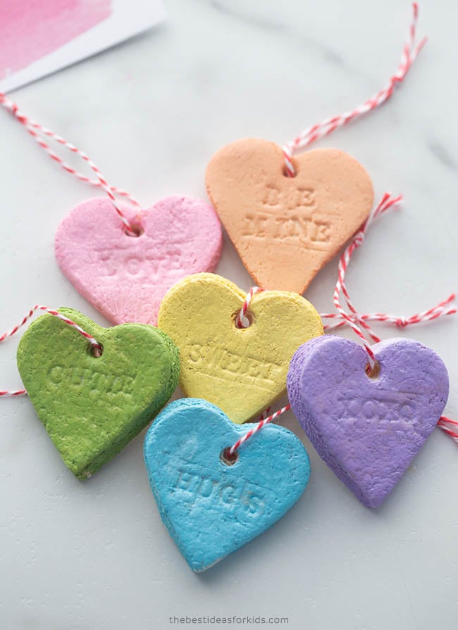 Salt Dough Hearts Conversation Hearts