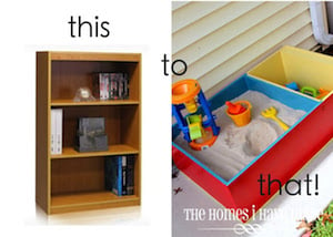 DIY Sandbox from bookcase