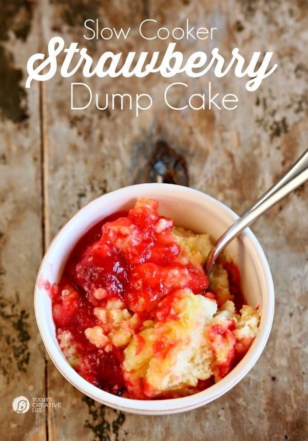 Slow Cooker Strawberry Dump Cake