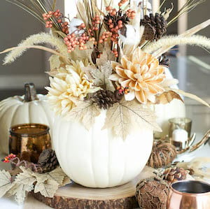 DIY Pumpkin Vase Fall Floral Centerpiece