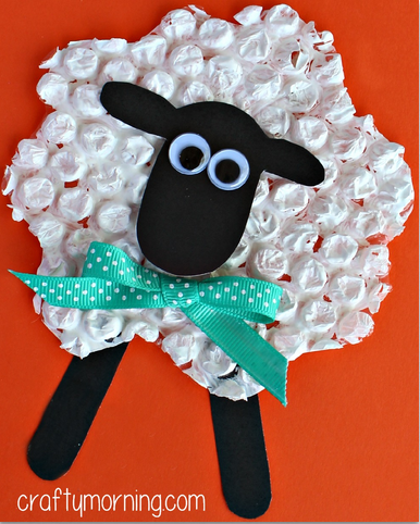 bubble wrap sheep craft for kids