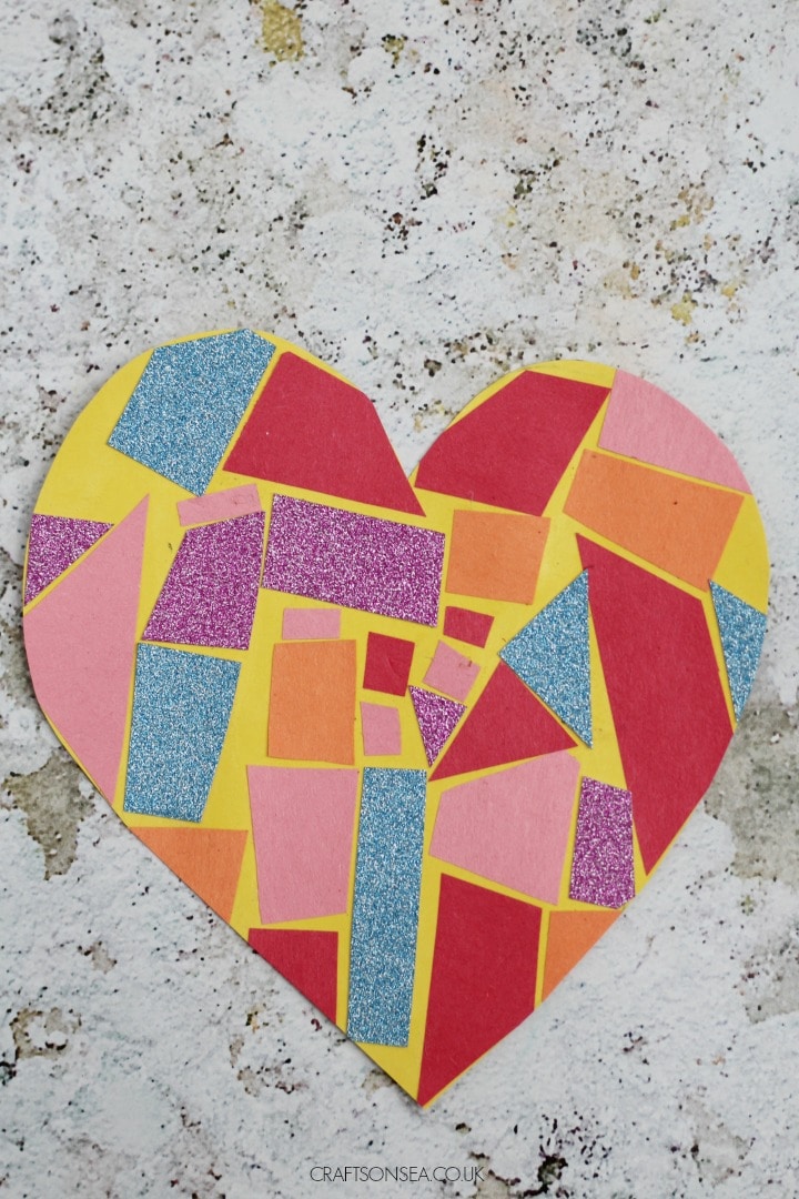 easy mosaic heart craft for kids