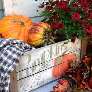 Distressed Pumpkin Crate for porch 