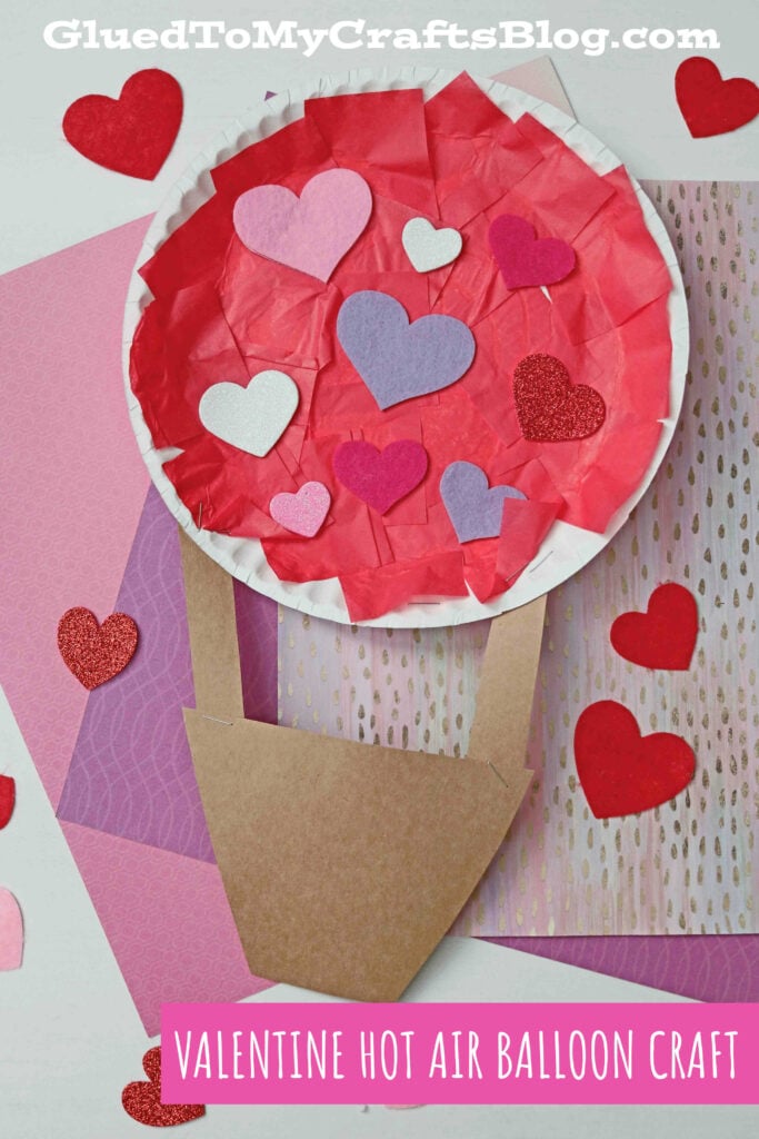 paper plate valentine hot air balloon kid craft 2 1