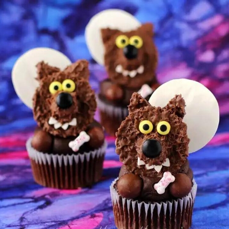 reeses peanut butter cup werewolf cupcake