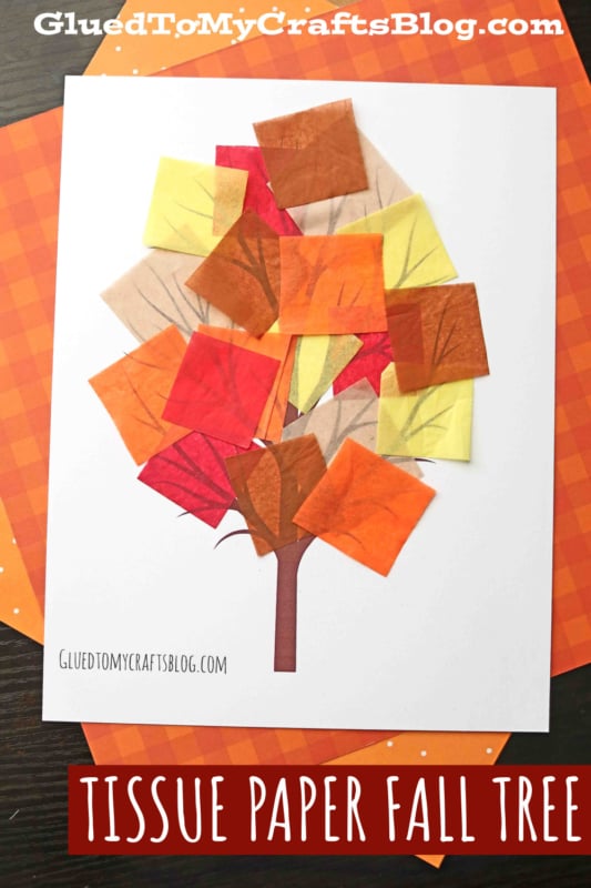 tissue paper fall tree kid craft idea 1